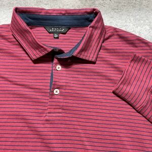 Simply Southern Mens XL Long Sleeve Polo Shirt Maroon Navy Blue Striped NWT